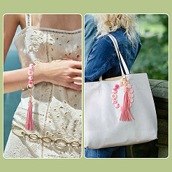 Silicone Beaded Wristlet Keychain&nbsp;HJEW-TAC0136