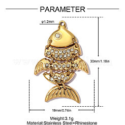 304 Stainless Steel with Crystal Rhinestone Pendants&nbsp;RB-OY001-18G