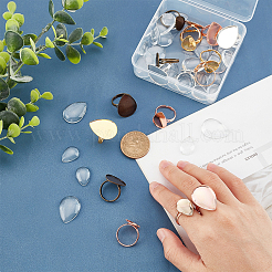 DIY Adjustable Ring with Teardrop Dome Making Kit&nbsp;KK-CA0003-36