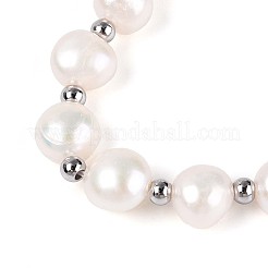 Adjustable Natural Pearl with Brass Chain Slider Bracelets for Women Girl&nbsp;BJEW-T022-16A