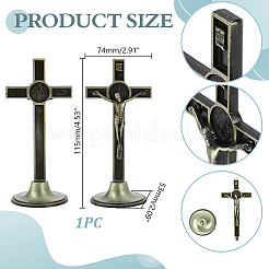 Religion Zinc Alloy Crucifix Cross Statue Display Decorations&nbsp;DJEW-WH0043-90