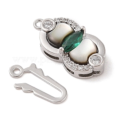 Brass Micro Pave Clear Cubic Zirconia Shell Hook and S-Hook Clasps&nbsp;KK-S388-27P