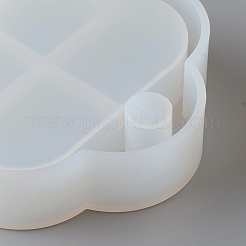 DIY 4 Compartments Flower Layered Rotating Storage Box&nbsp;AJEW-D046-02A