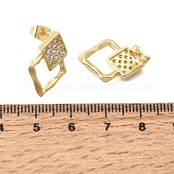 Brass Micro Pave Cubic Zirconia Stud Earrings&nbsp;KK-CBA5B62-03A-G