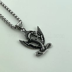 Vintage Punk 304 Stainless Steel Dragon Pendant Necklaces for Men&nbsp;NN6351