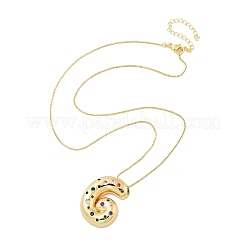Brass Micro Pave Cubic Zirconia Letter Pendant Necklaces&nbsp;LS-KK-Z069-01G-G