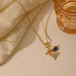 Brass Crystal Rhinestone Enamel Earth Airplane Camera Pendant Necklaces for Women&nbsp;WGA9EC1-01