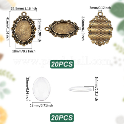 20Pcs Alloy Oval Pendant Cabochon Settings&nbsp;DIY-UN0006-89