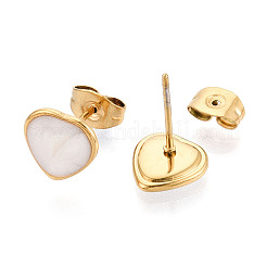 Heart 304 Stainless Steel Enamel Stud Earrings&nbsp;EJEW-T047-18G-B