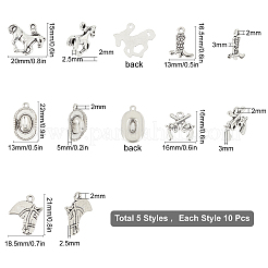 50Pcs 5 Style Tibetan Style Alloy Pendants&nbsp;FIND-SC0001-47AS