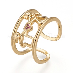Brass Micro Pave Cubic Zirconia Cuff Rings&nbsp;RJEW-Z003-02G