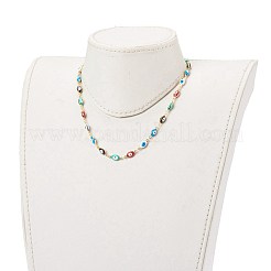 Handmade Evil Eye Enamel Brass Cable Chains Set&nbsp;SJEW-JS01179