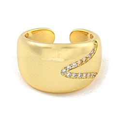 Brass Micro Pave Clear Cubic Zirconia Open Cuff Ring for Women&nbsp;LS-RJEW-M173-13A-G