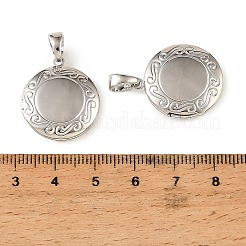 Floral Embossed Brass Locket Pendants&nbsp;KK-CBA7157-05P