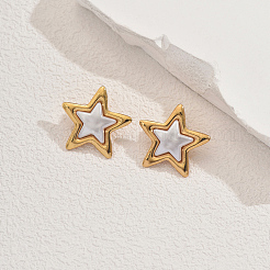 201 Stainless Steel Plastic Star Stud Earrings&nbsp;BP6861