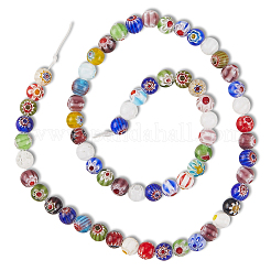 3 Strands Handmade Millefiori Glass Round Bead Strands&nbsp;LAMP-LT0001-16B