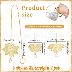 6Pcs 3 Style Brass & Stainless Steel Hanging Ornaments&nbsp;HJEW-NB00311