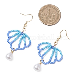 Shell Shape Glass Seed Bead Dangle Earrings&nbsp;EJEW-MZ00667