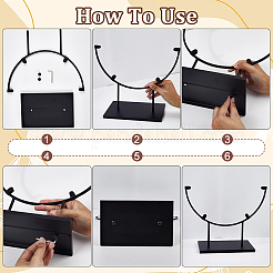 4Pcs Iron Desktop Display Stands with Rectangle Base for Round Picture&nbsp;ODIS-WH0038-344B