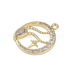 Brass Micro Pave Clear Cubic Zirconia Pendants&nbsp;LS-FIND-B077-02G-11
