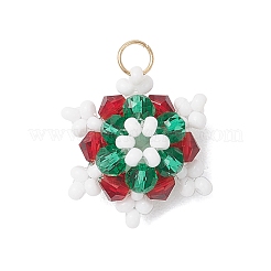 5Pcs 5 Colors Glass Seed Beaded Snowflake Pendants&nbsp;PALLOY-MZ00815