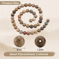 2 Strands Round Natural Dendritic Jasper Beads Strands&nbsp;G-OC0004-31