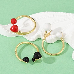 Brass Enamel Open Cuff Rings for Women&nbsp;RJEW-U057-01G