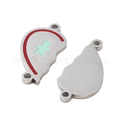 Valentine's Day 304 Stainless Steel FireBrick Enamel Only You Love Heart Connector Charms&nbsp;STAS-Z078-13P