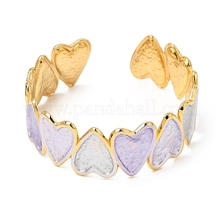 304 Stainless Steel Enamel Heart Open Cuff Bangles for Women&nbsp;SA-CBA1A30-01B-G