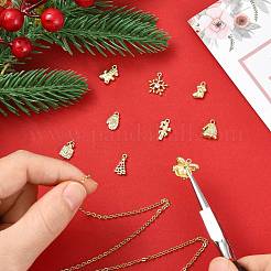 9Pcs 9 Styles Christmas Theme Brass Micro Pave Clear Cubic Zirconia Charms&nbsp;KK-CJ0003-77