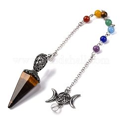 Natural Tiger Eye Pointed Hexagonal Cone Dowsing Pendulums&nbsp;G-Q184-03F-AS
