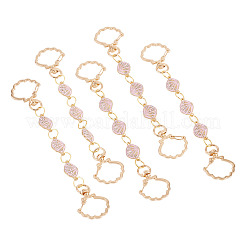 5Pcs Alloy Pink Enamel Shell Link Bag Extender Chains&nbsp;HJEW-TAC0103