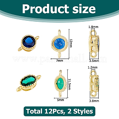 12Pcs 2 Styles Brass Micro Pave Cubic Zirconia Links Connectors&nbsp;KK-HS0015-22A