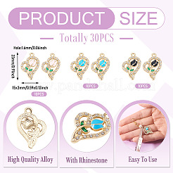 30Pcs 3 Colors Alloy Enamel & Rhinestone Pendants&nbsp;FIND-TA0010-19