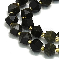 Natural Golden Sheen Obsidian Beads Strands&nbsp;G-I376-A51-01