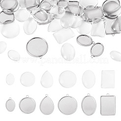 12Pcs 6 Styles 304 Stainless Steel Pendant Cabochon Settings&nbsp;STAS-TA0003-21