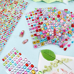 8Pcs 7 Styles Acrylic Rhinestone Self-Adhesive Stickers&nbsp;STIC-SP0001-11