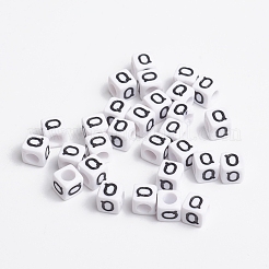 White Cube Letter Acrylic Beads&nbsp;X-PL37C9308-Q
