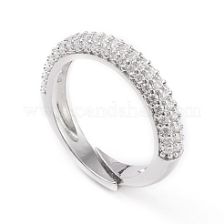 Adjustable Brass Micro Pave Cubic Zirconia Cuff Rings&nbsp;RJEW-L098-007-P