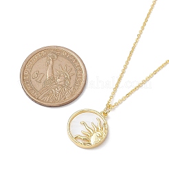 Natural Shell & Brass Pendant Necklaces&nbsp;NJEW-JN04890-01