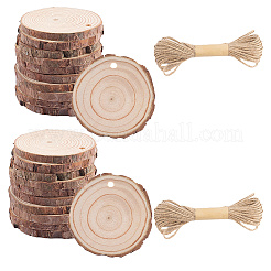 30Pcs Flat Round Unfinished Wooden Chip Pendants&nbsp;WOOD-CP0001-14A