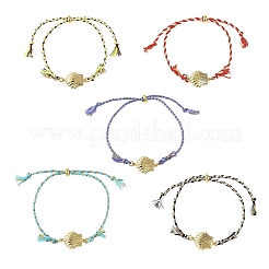 Ocean 304 Stainless Steel Link Adjustable Braided Polycotton Metallic Cord Slider Bracelets&nbsp;BJEW-JB14245-02