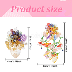 2 Pairs 2 Style Resin Flower Stud Earrings with Glass Beaded&nbsp;EJEW-AN0002-07