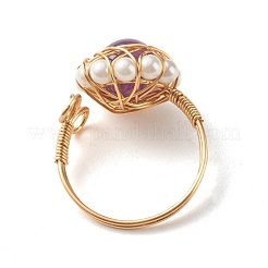 Natural Amethyst Finger Ring for Girl Women&nbsp;RJEW-TA00012-5