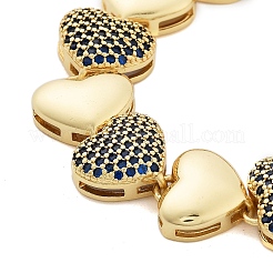 Rack Plating Brass Micro Pave Cubic Zirconia Heart Link Chain Bracelets for Women&nbsp;BJEW-B109-01G-01