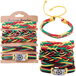 Leather Cord Braided Bracelets Set for Men Women&nbsp;BJEW-CL0001-43B