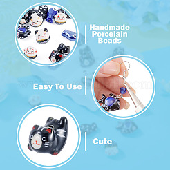 12Pcs Handmade Printed Porcelain Beads&nbsp;PORC-TA0001-46