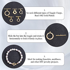 10Pcs 5 Styles Brass Micro Pave Clear Cubic Zirconia Toggle Clasps&nbsp;KK-BBC0025-26