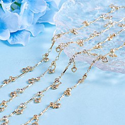Clear Cubic Zirconia Heart Charm Tassel Chains&nbsp;JX604A