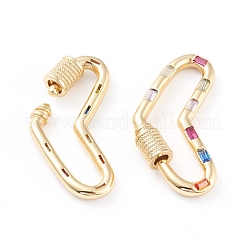 Brass Micro Pave Cubic Zirconia Screw Carabiner Lock Charms&nbsp;ZIRC-L093-59G